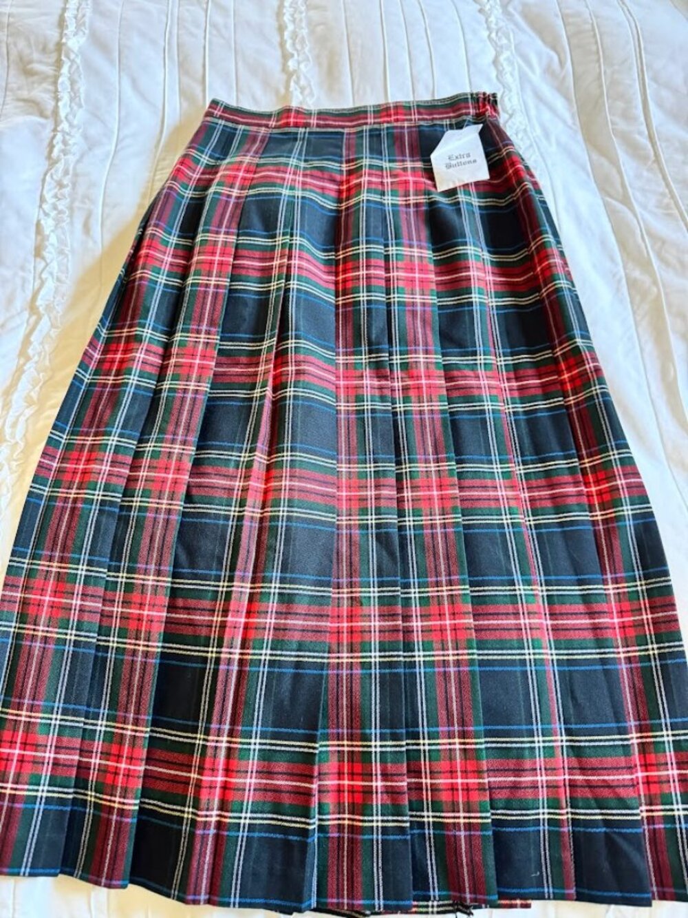Vintage Willow Ridge Pleated Long Skirt Womens Size 12 Red Green Plaid